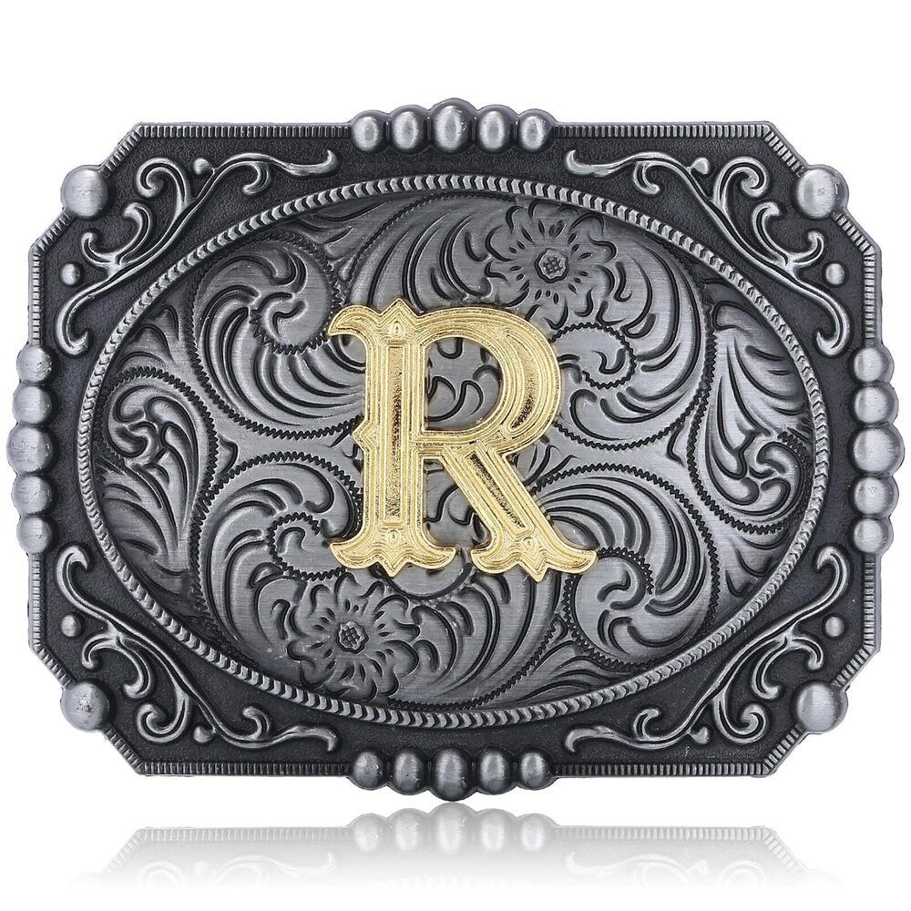 6187 Western Belt Buckle A-Z Initial Letters Belt Buckles Cowboys Gifts